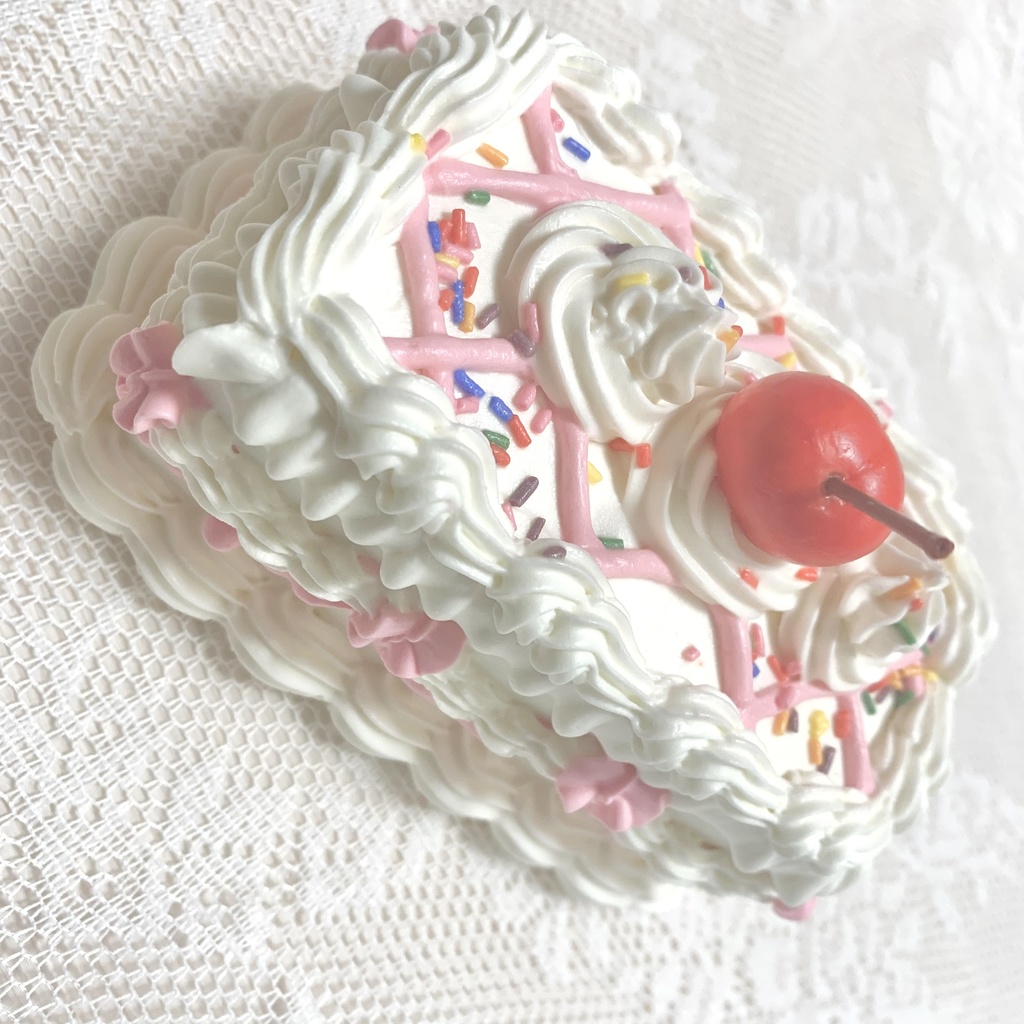 長方形のフェイクケーキ party cherry pink【18】