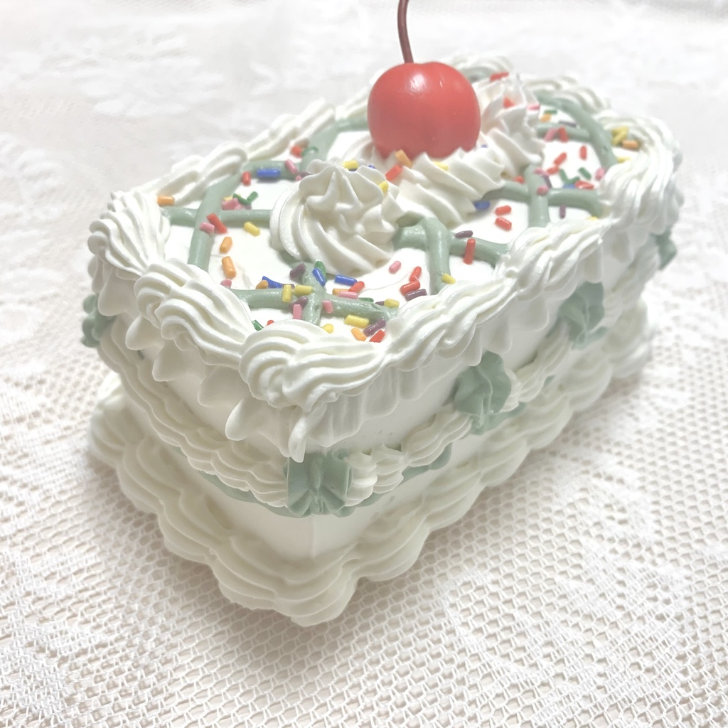 長方形のフェイクケーキ party cherry green 【18】