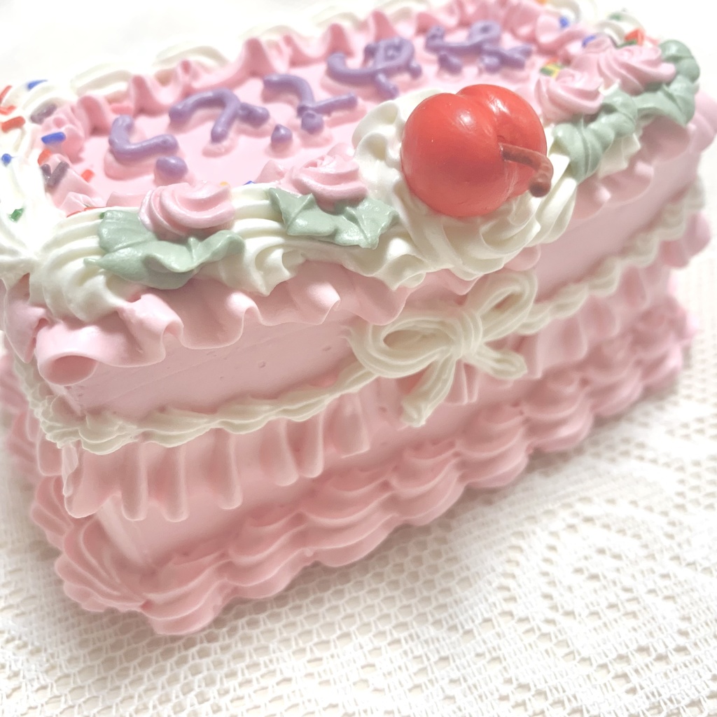 長方形のフェイクケーキ party rose おめでとう【19】