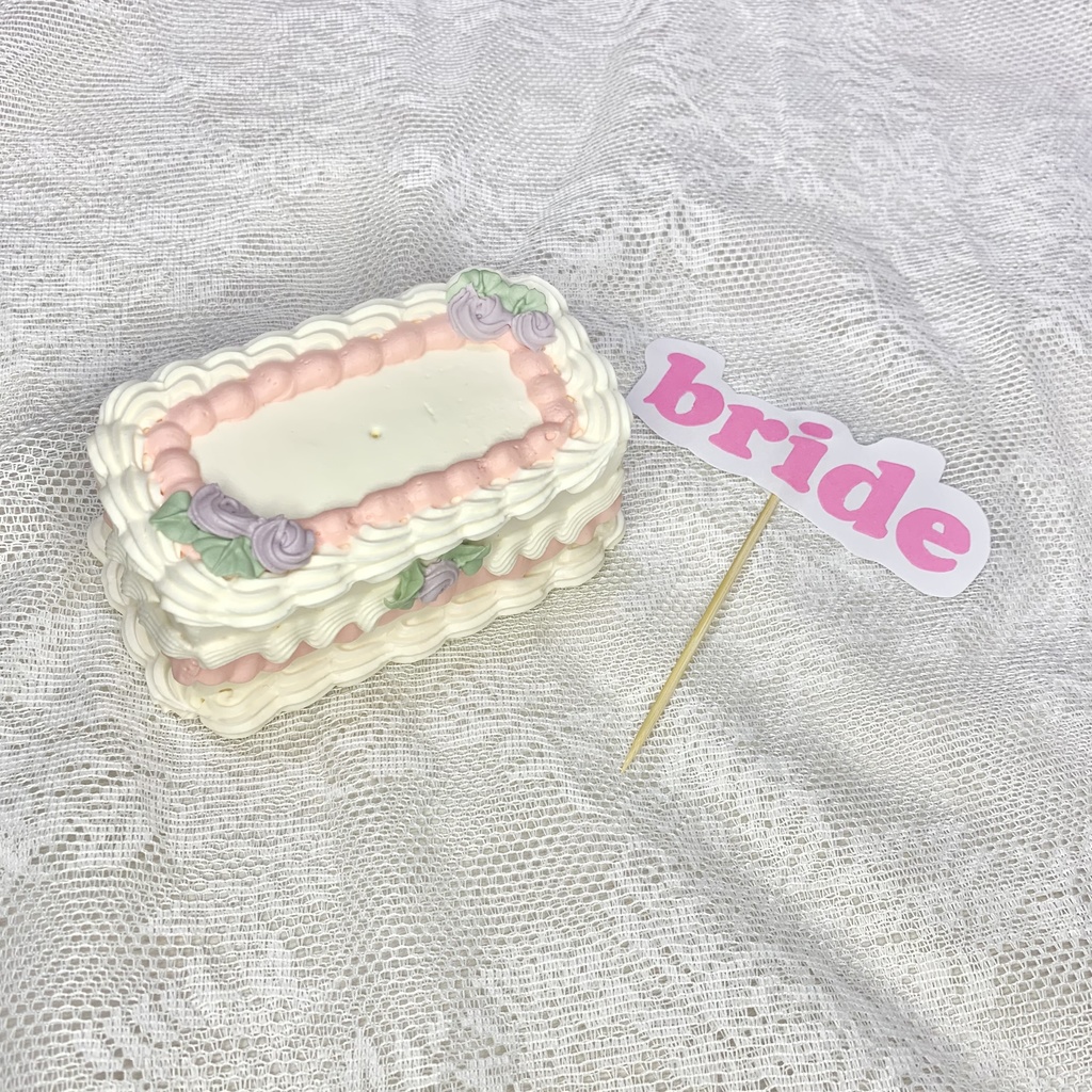 長方形フェイクケーキ 穴有り・ピックつき【W17】