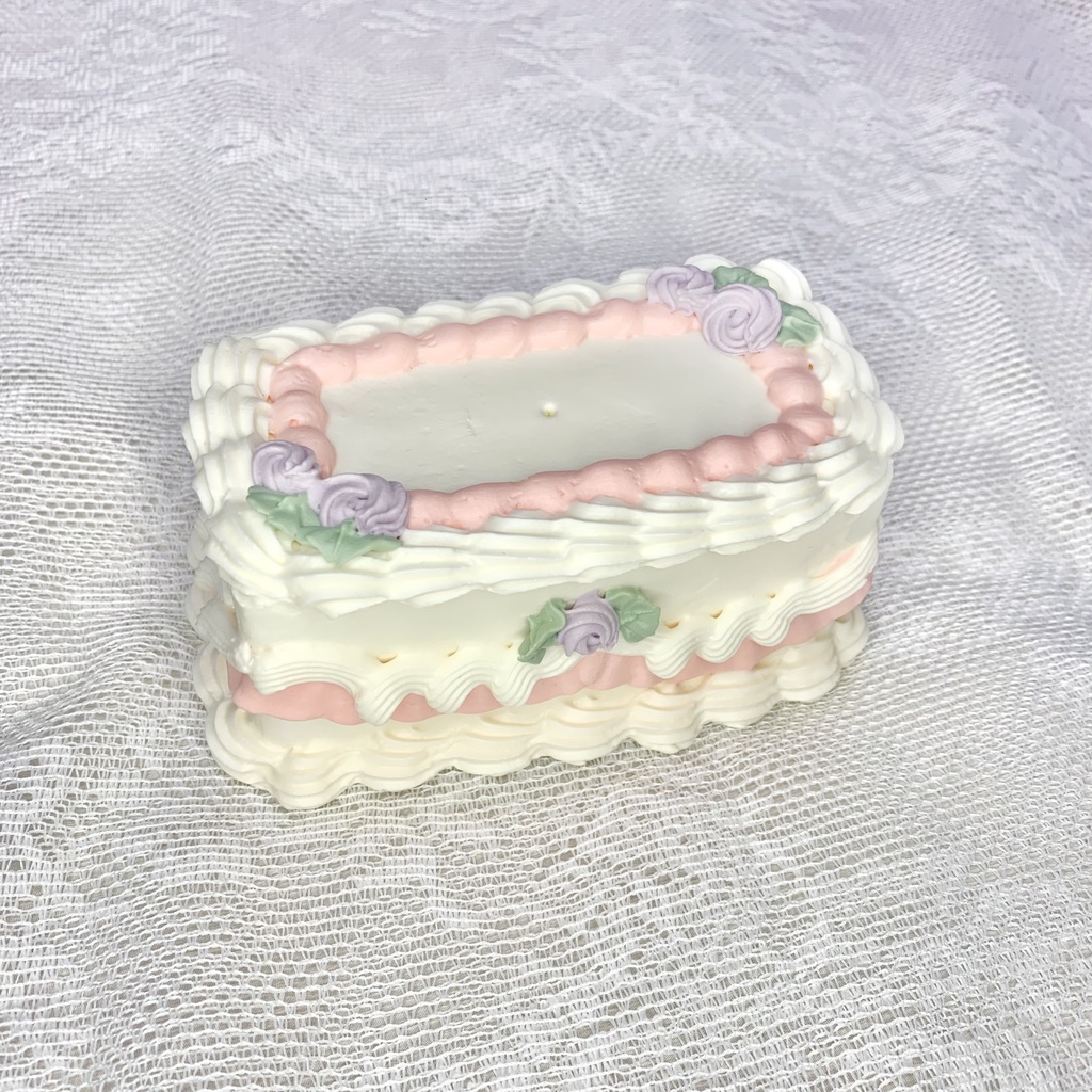 長方形フェイクケーキ 穴有り・ピックつき【W17】