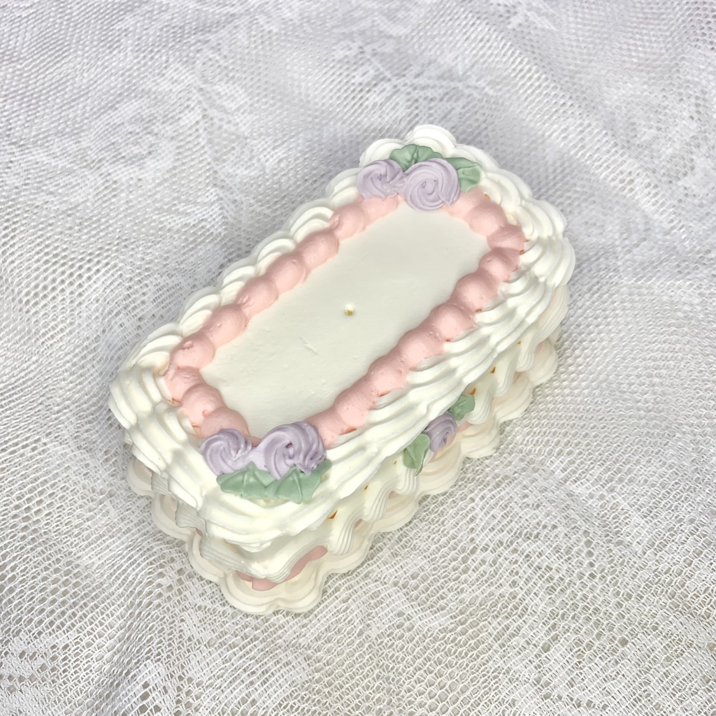 長方形フェイクケーキ 穴有り・ピックつき【W17】