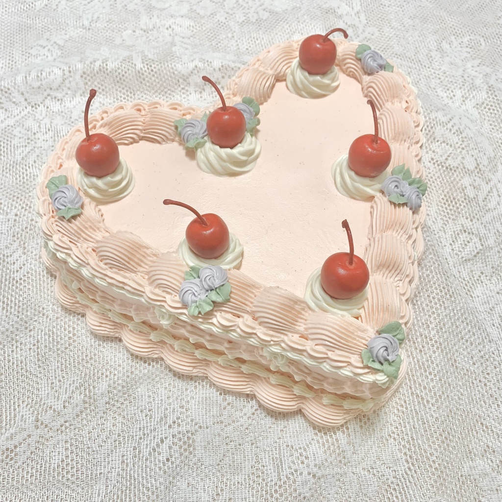 ハート型フェイクケーキ pink x cherry 【W30】