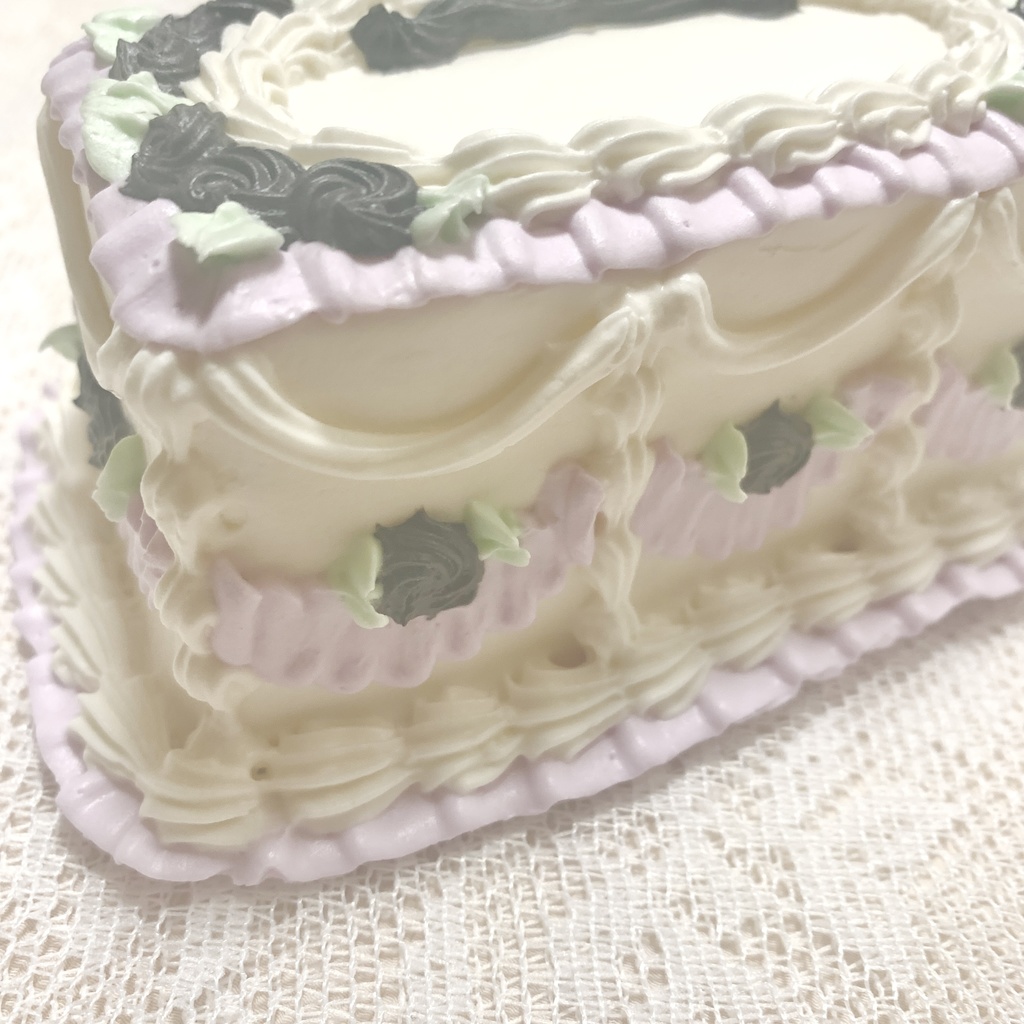 手のひらサイズの長方形フェイクケーキ ブラックxラベンダー【37】