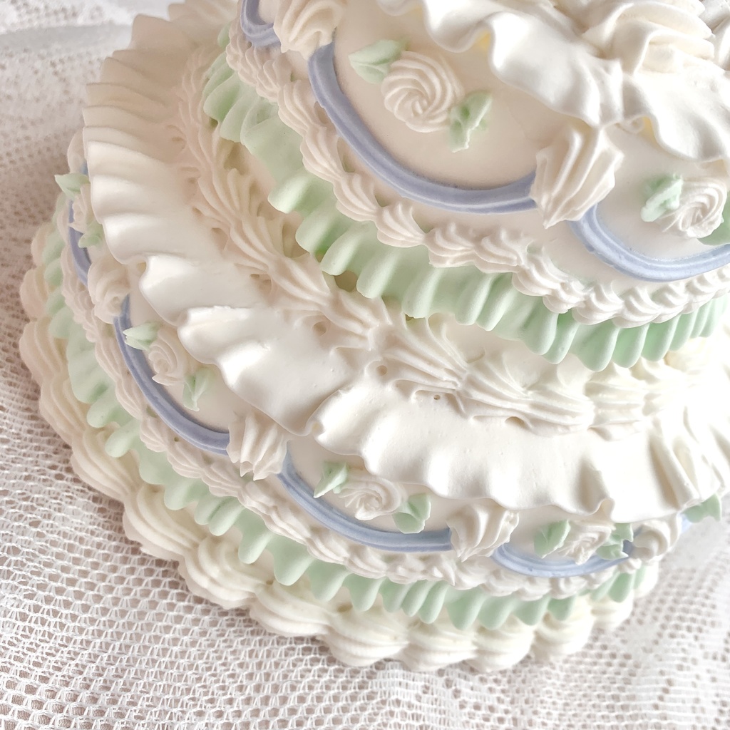 パステルブルーとミントグリーンのウエディングフェイクケーキ 2段【49】