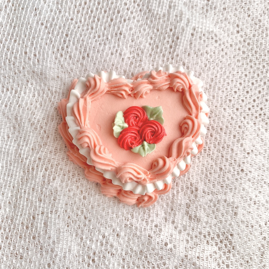 ミニハートフェイクケーキ フリルとバラ【55】