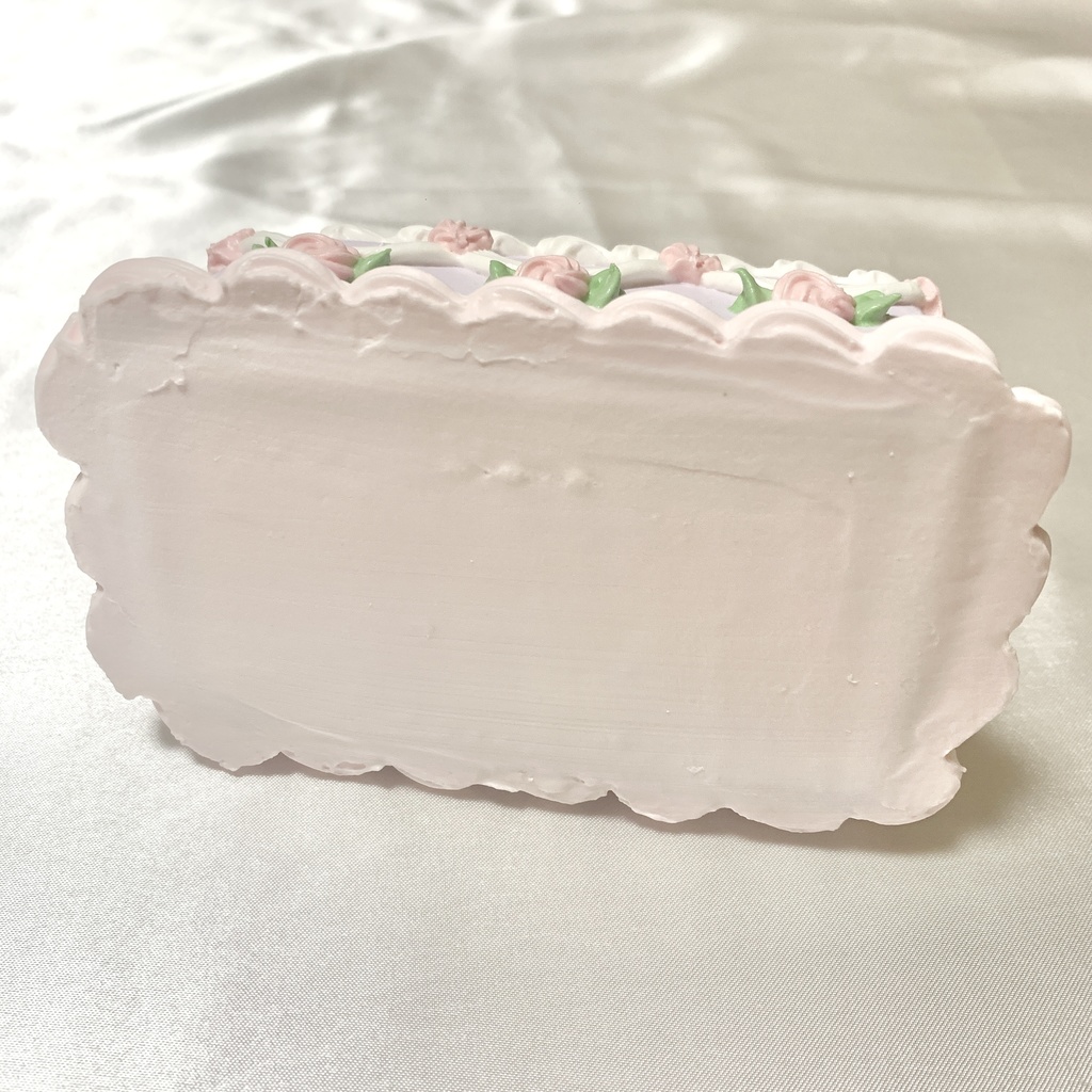 バラとチェリーの長方形フェイクケーキ【57】