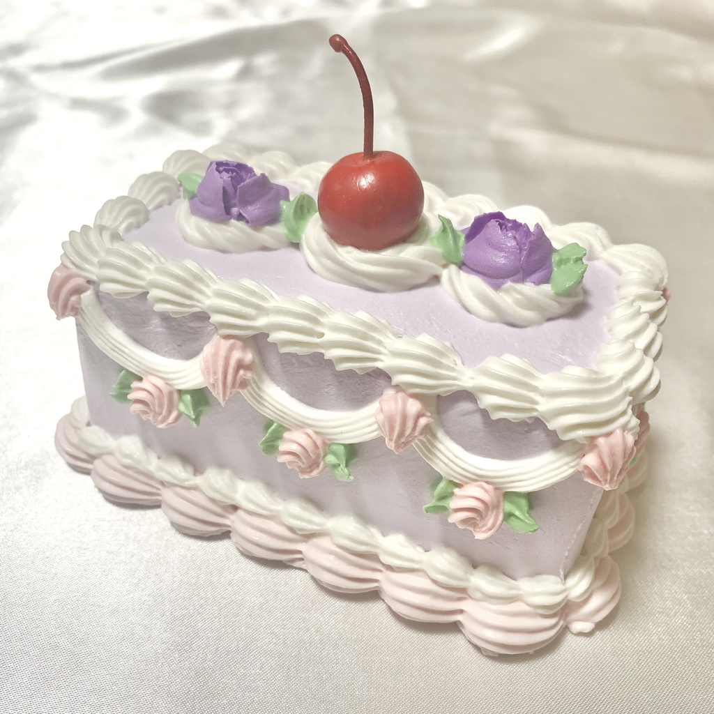 バラとチェリーの長方形フェイクケーキ【57】