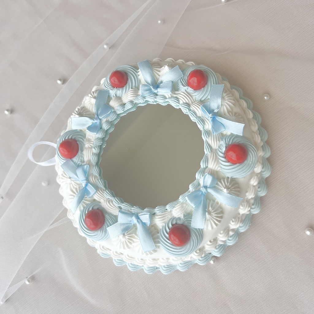 壁掛ケーキミラー6号 チェリーとリボン【76】3色