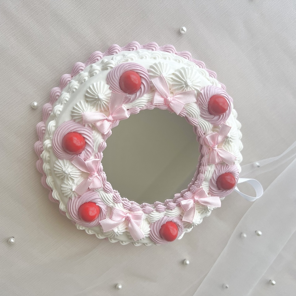 壁掛ケーキミラー6号 チェリーとリボン【76】3色