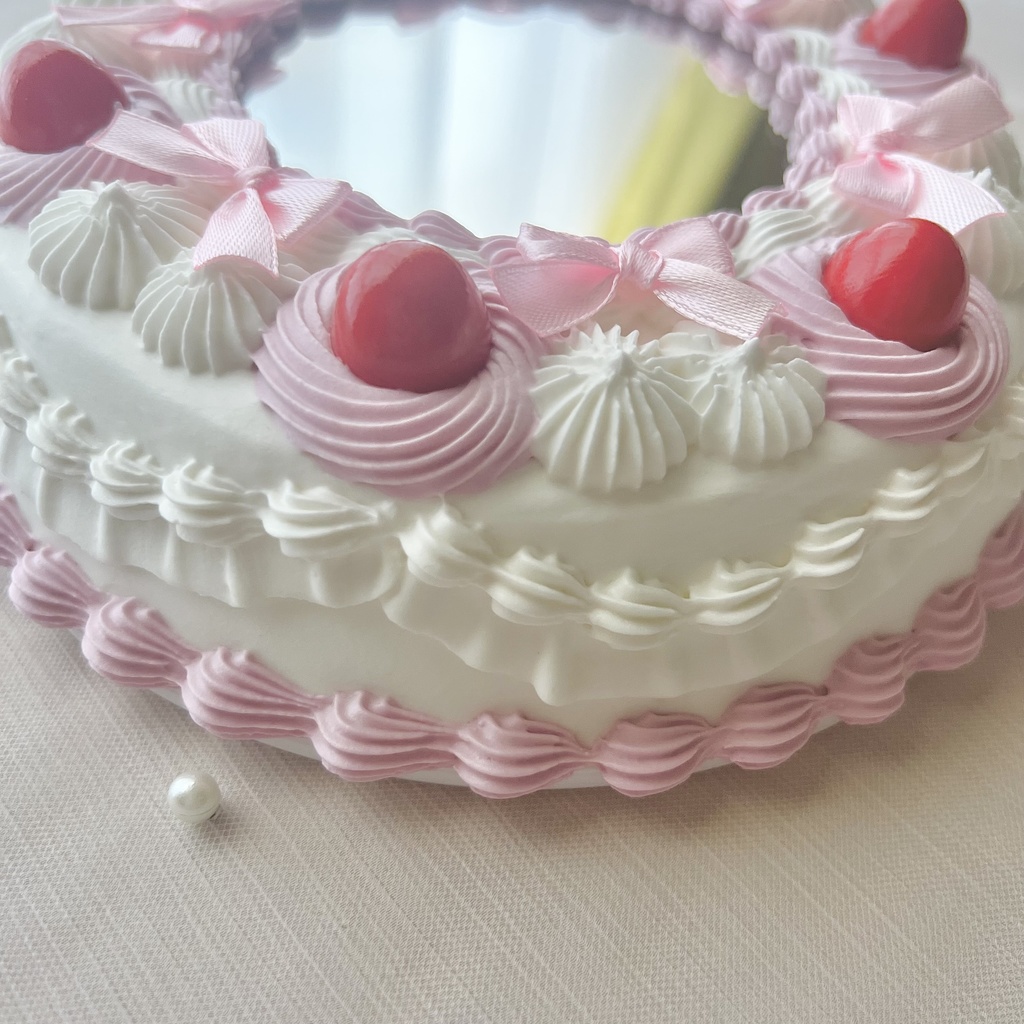 壁掛ケーキミラー6号 チェリーとリボン【76】3色