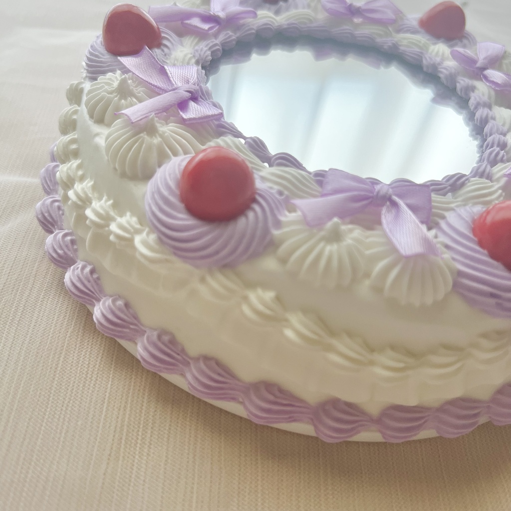 壁掛ケーキミラー6号 チェリーとリボン【76】3色