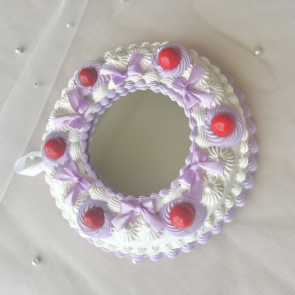 壁掛ケーキミラー6号 チェリーとリボン【76】3色