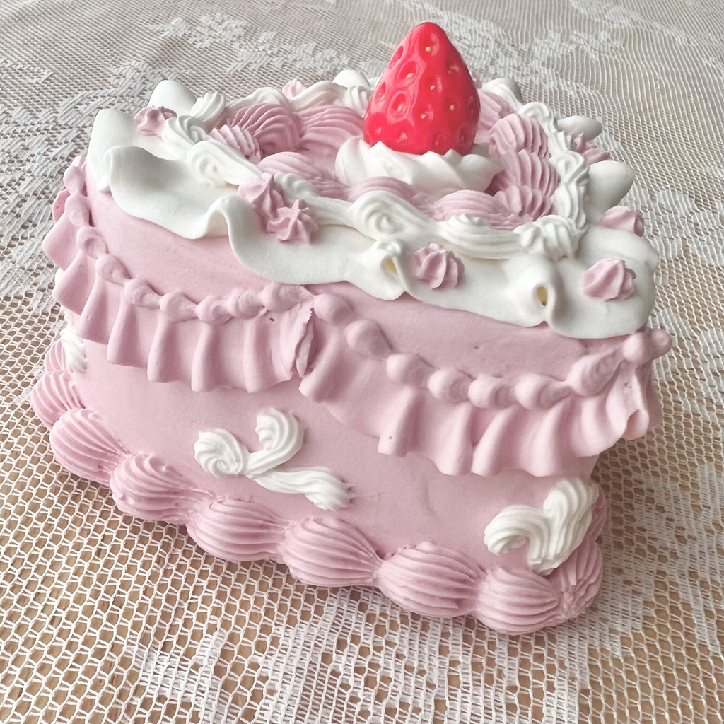 ハート型♡ピンクと白のフリフリショートフェイクケーキ【86】