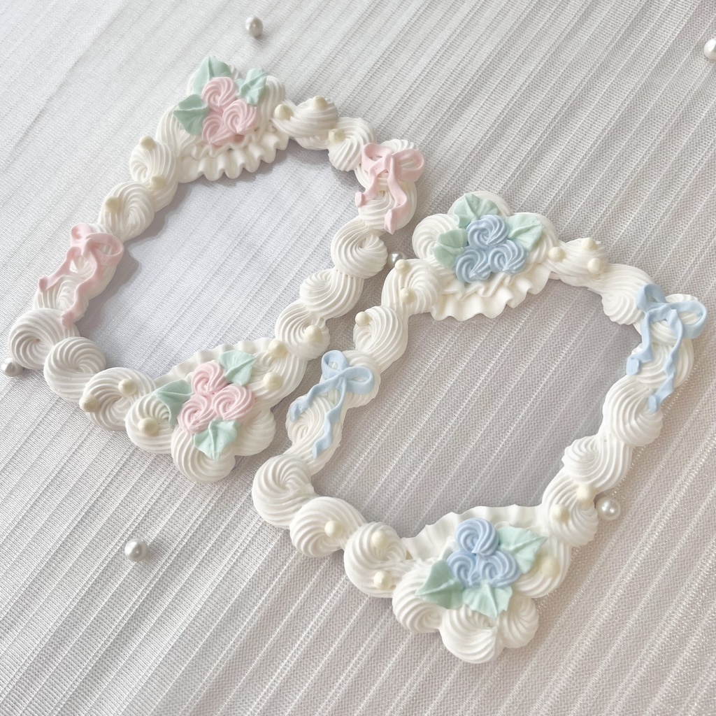 【数量限定☆受注販売】フリルとお花のホイップデコ B8 ピンク/みずいろ【99】