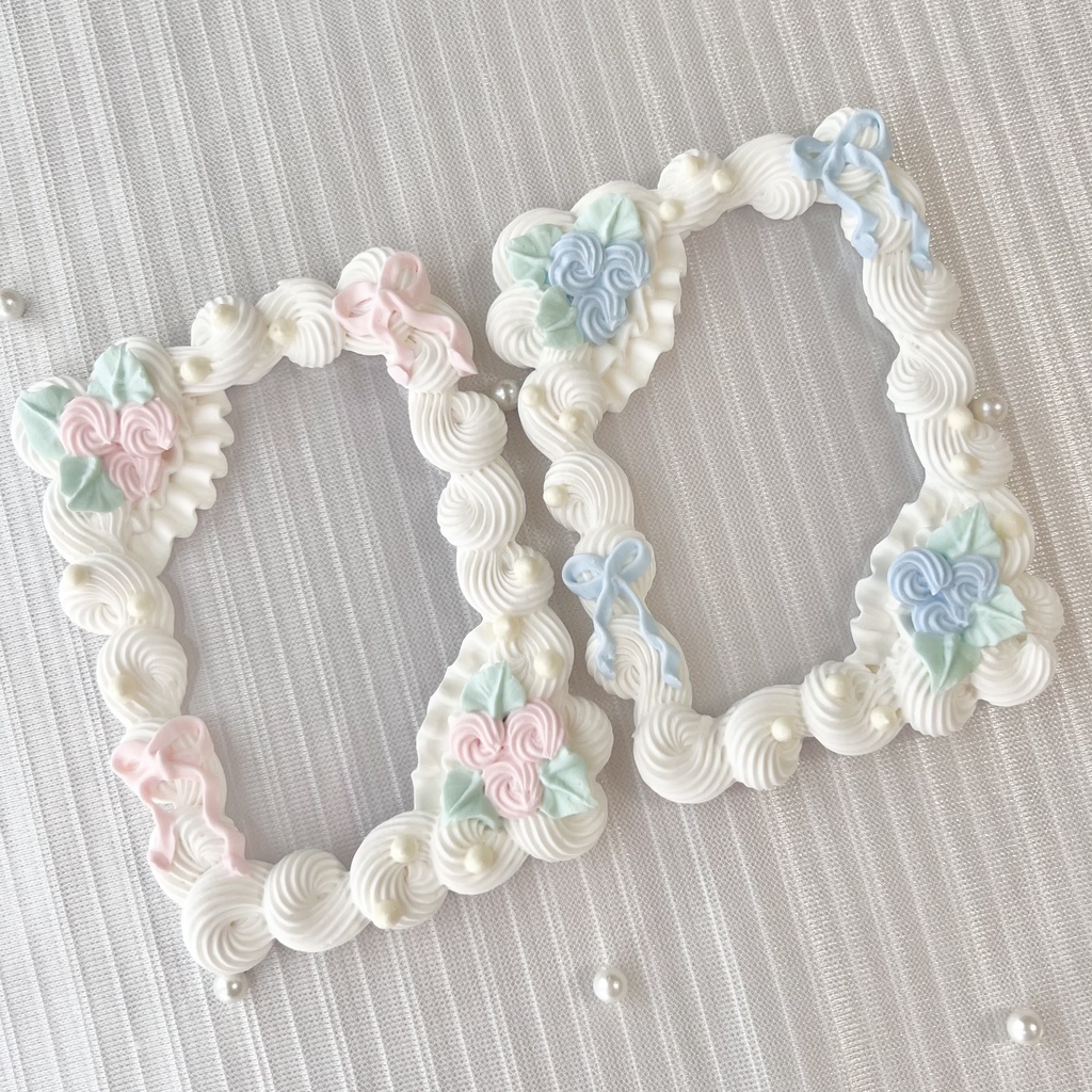 【数量限定☆受注販売】フリルとお花のホイップデコ B8 ピンク/みずいろ【99】