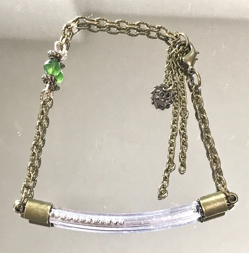 ほんのりスチームパンク風チューブブレスレット（グリーンアベンチュリン）