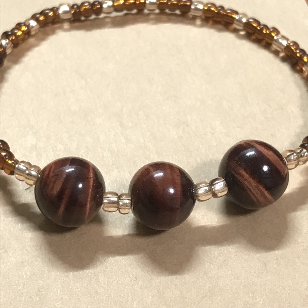 さんたまシリーズブレスレット（レッドタイガーアイ＆ガラスビーズ2種）A