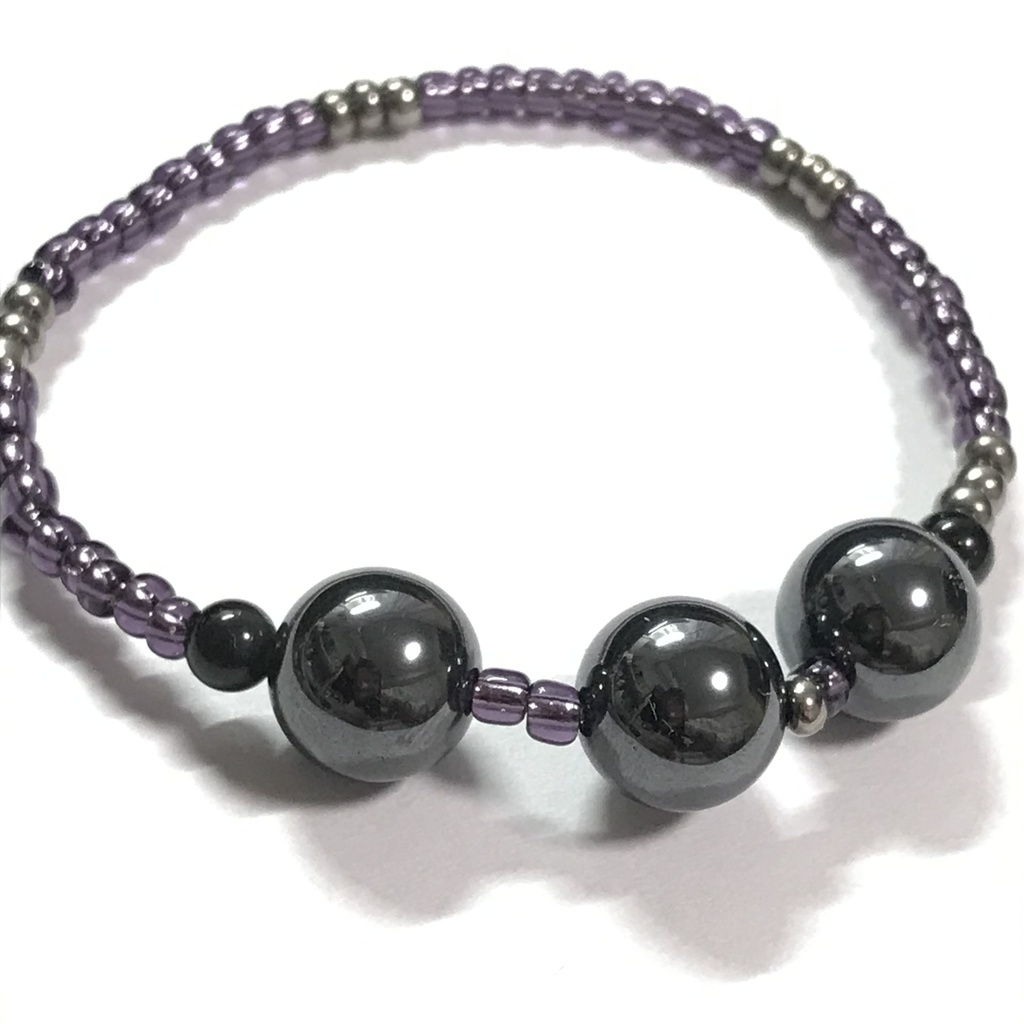 さんたまシリーズブレスレット（ヘマタイト＆オニキス＆ガラスビーズ2種）