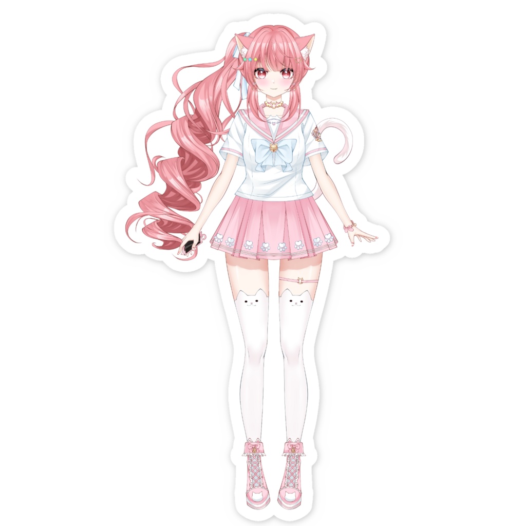 スマホステッカー 猫星るな(制服夏Ver.)