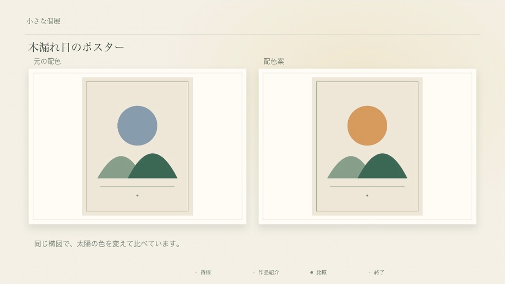 作品のおひろめ|小さな個展 Mac版OBS用・静止画4場面