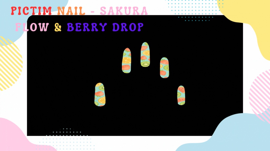 🌸🍓 【Pictim Nail - Sakura Flow & Berry Drop】アニメーション付きネイルチップ