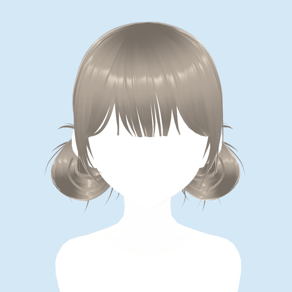 【Vroid】Low twin bun hair ローツインバーンヘア