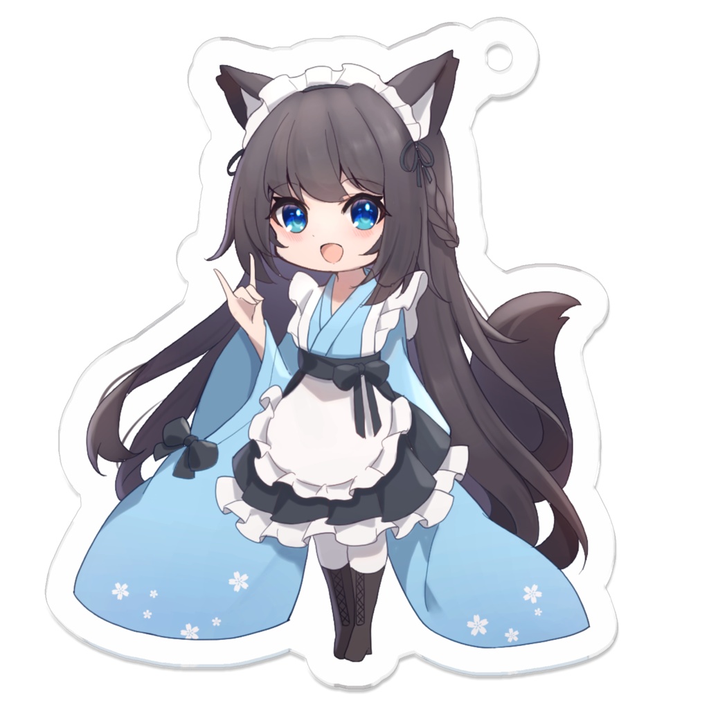 アクリルキーホルダー 和メイドきつね