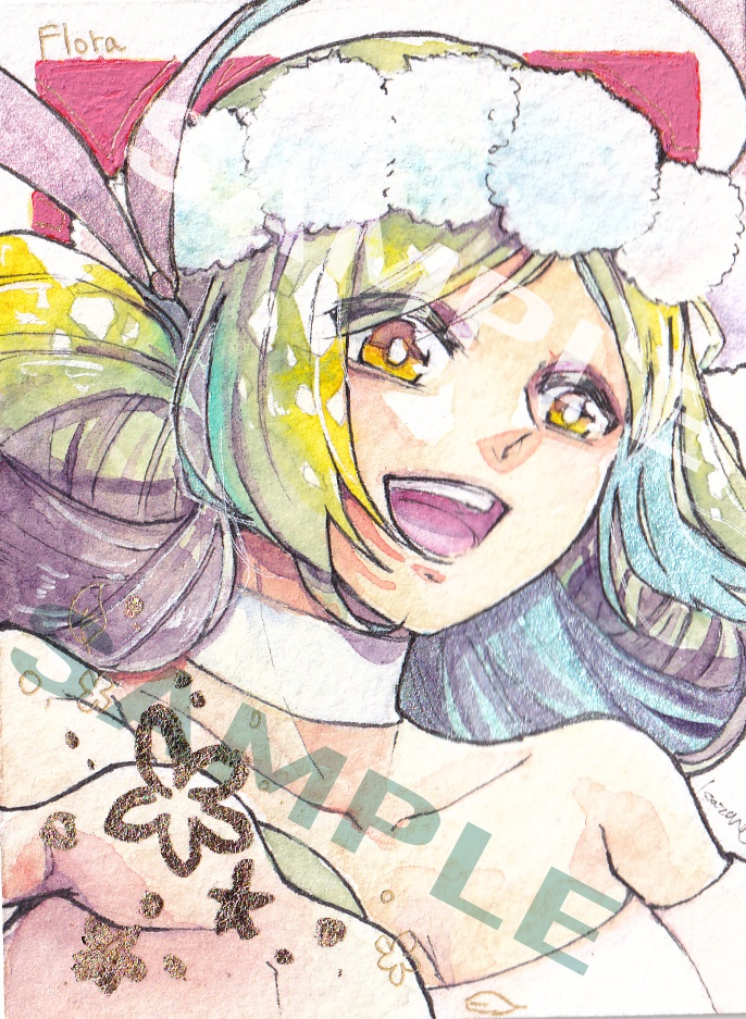 はがき半分原画（水彩）フローラ