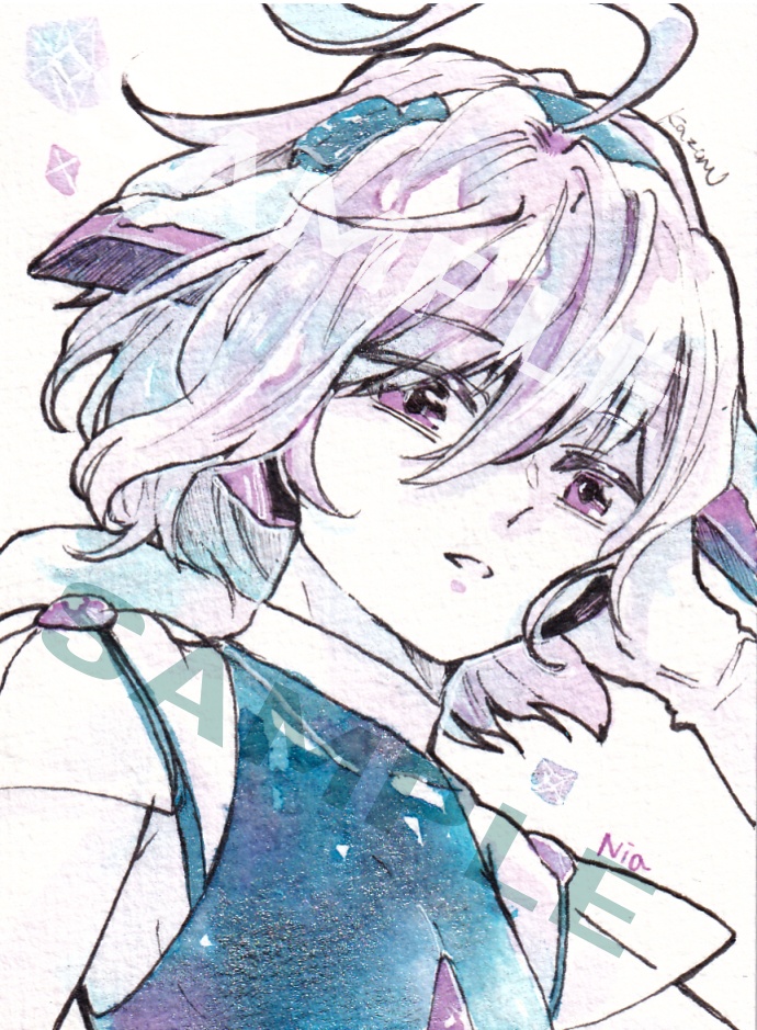 はがき半分原画（インク２色）ニア