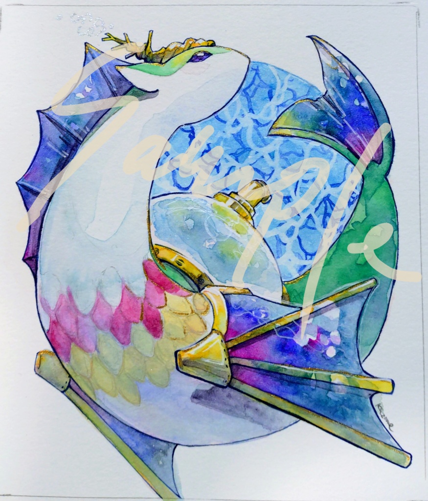 水彩フルカラー原画(小色紙サイズ・額付き)　セイル