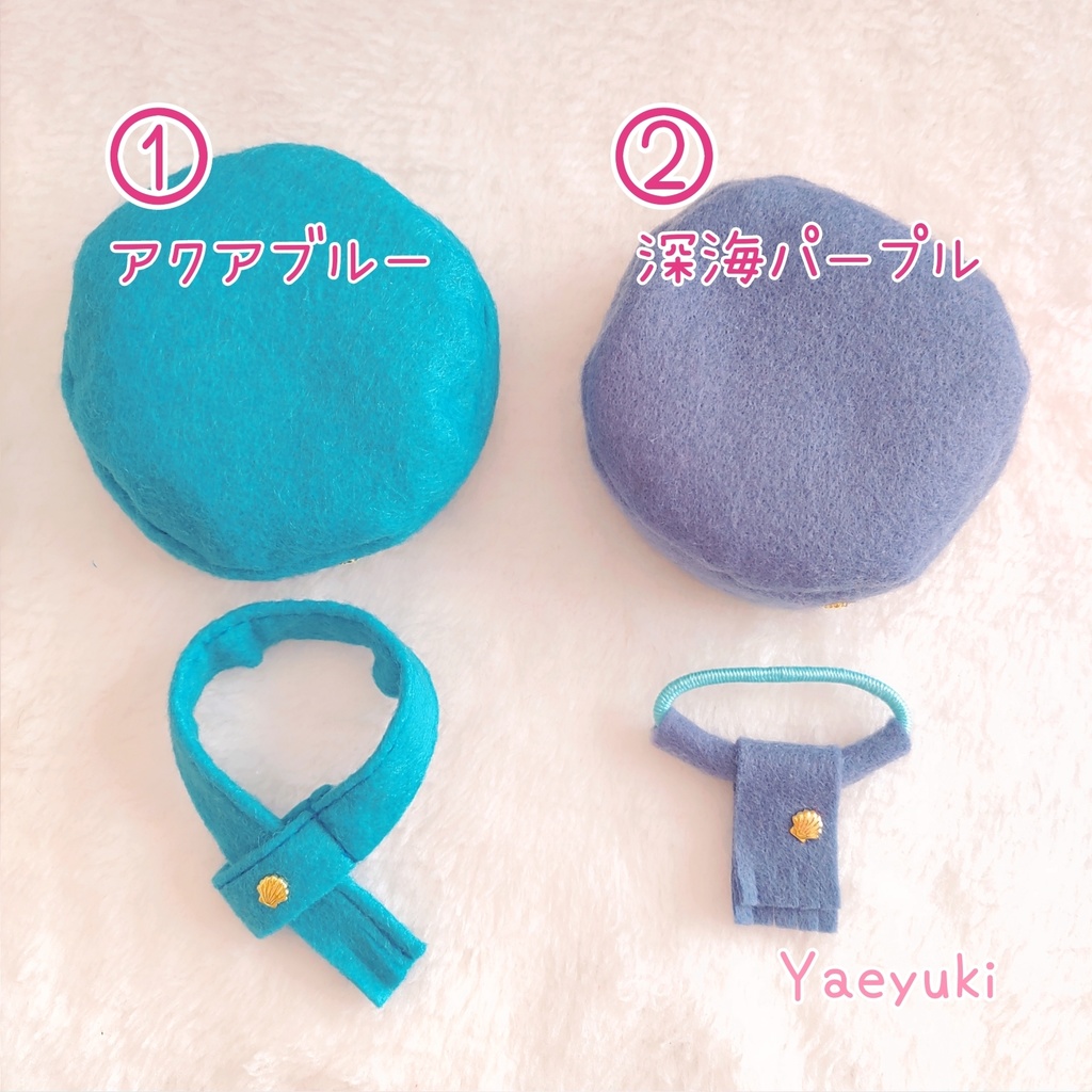 ハンドメイド10㎝ぬい用ベレー帽&マフラーセット