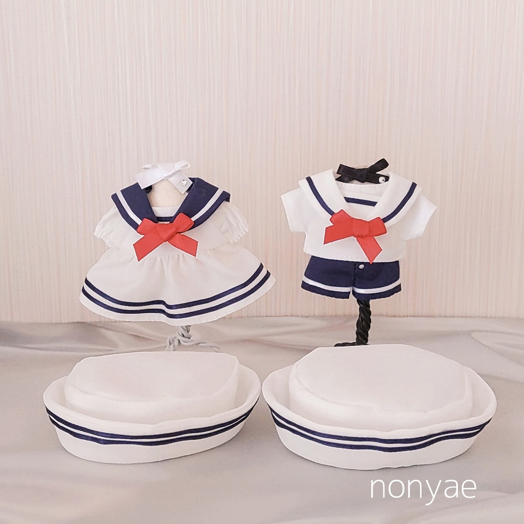 ハンドメイド*セーラー服シャツ&パンツセット10センチぬい用