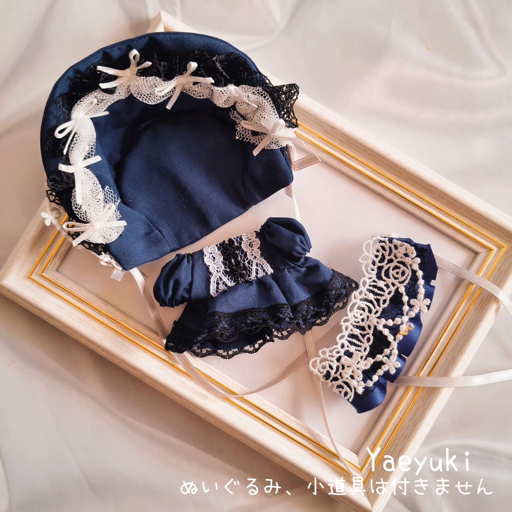 ハンドメイド*ワンピースセット(ボンネット、バッスル付)10センチぬい用