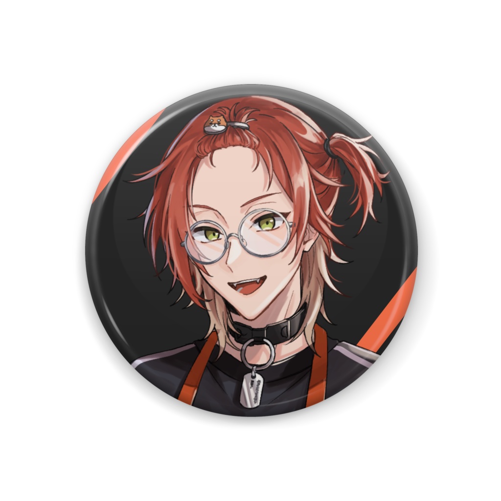犬影勇燈エプロン姿・眼鏡立ち絵缶バッジ