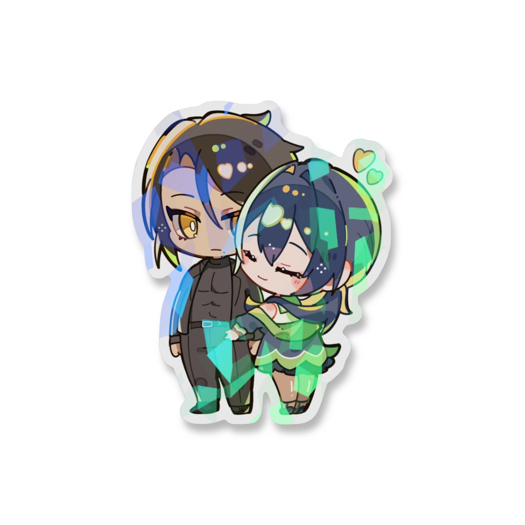 【神鳥邸の午睡】美鶴と仁科デフォルメホログラムスマホステッカー