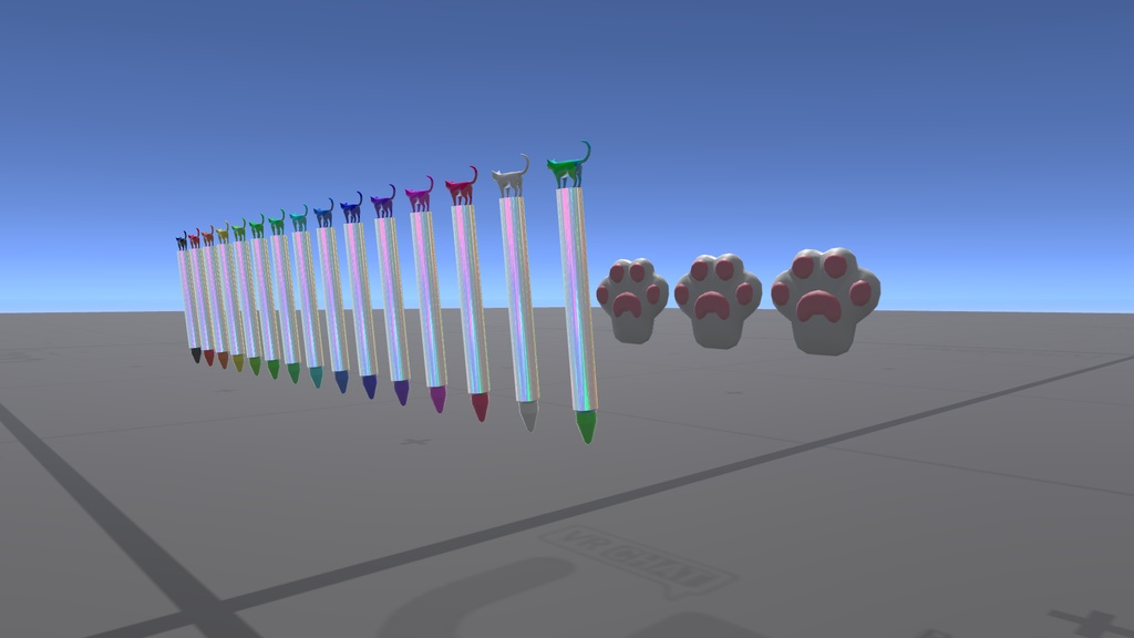 【3Dモデル】猫ペン&肉球消しゴムセット(QVペン対応・MATCAP付)