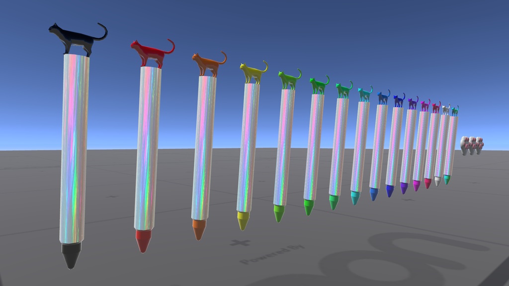 【3Dモデル】猫ペン＆肉球消しゴムセット（QVペン対応・MATCAP付）