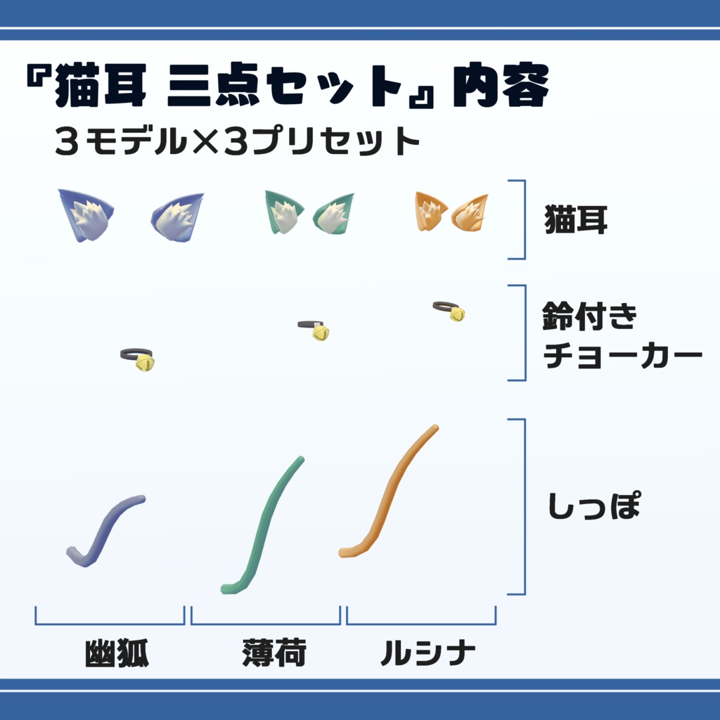 どんなアバターでも猫化できる『猫耳 三点セット』おまけ付き