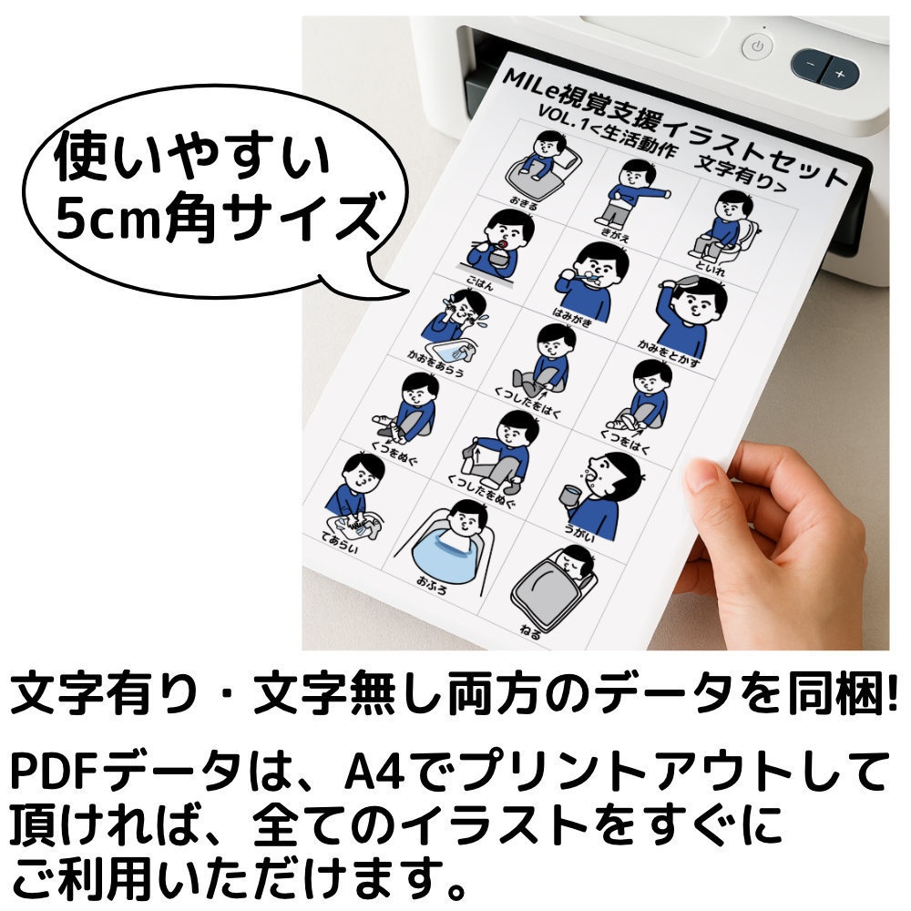 視覚支援イラスト15点セットVol,1|生活動作