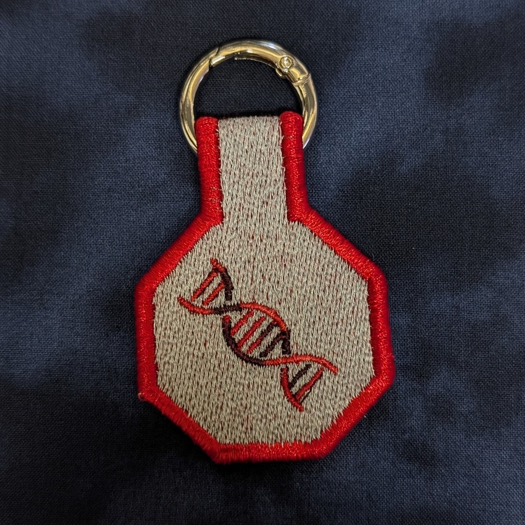 【生物界隈】DNAと染色体のリバーシブル刺繍キーホルダー/バッグチャーム