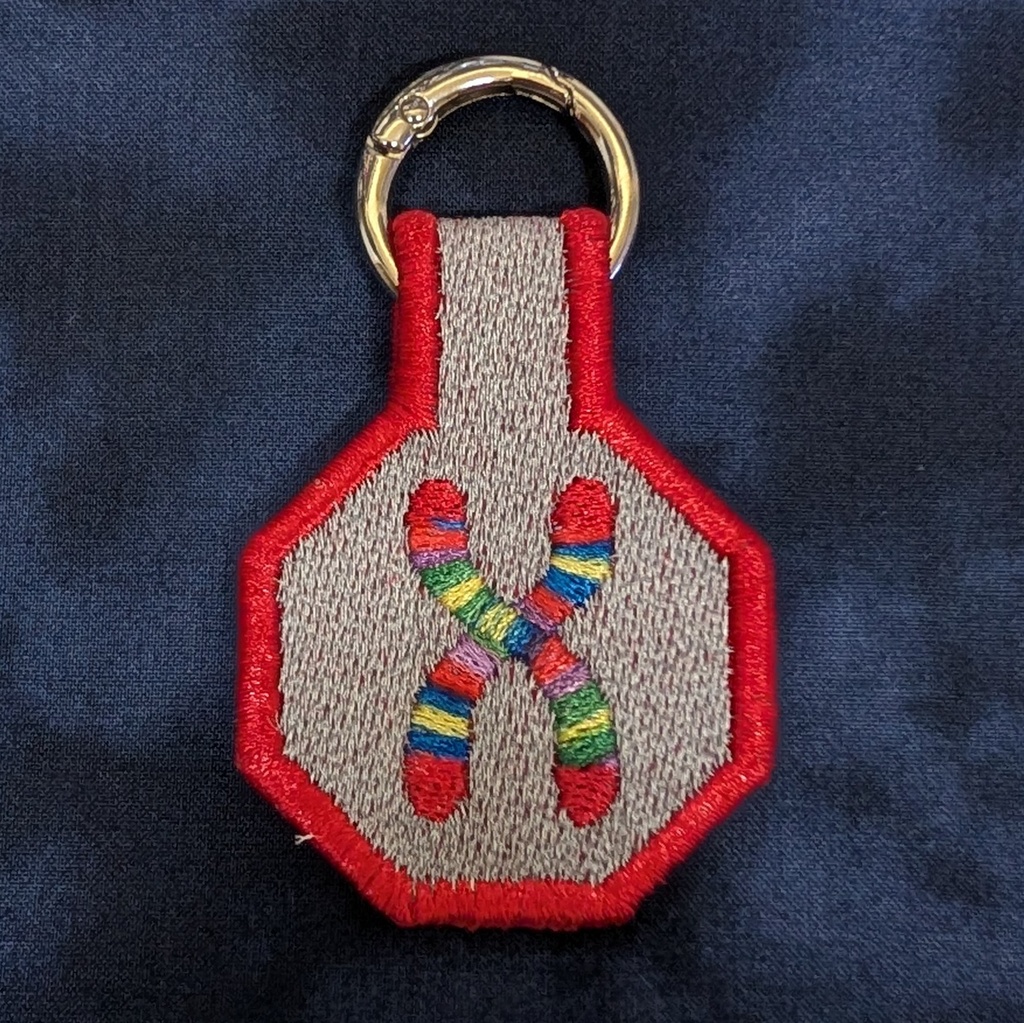 【生物界隈】DNAと染色体のリバーシブル刺繍キーホルダー/バッグチャーム