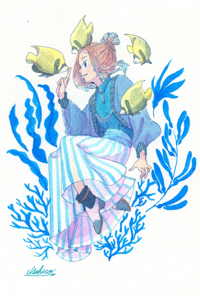 流るる浅葱　原画