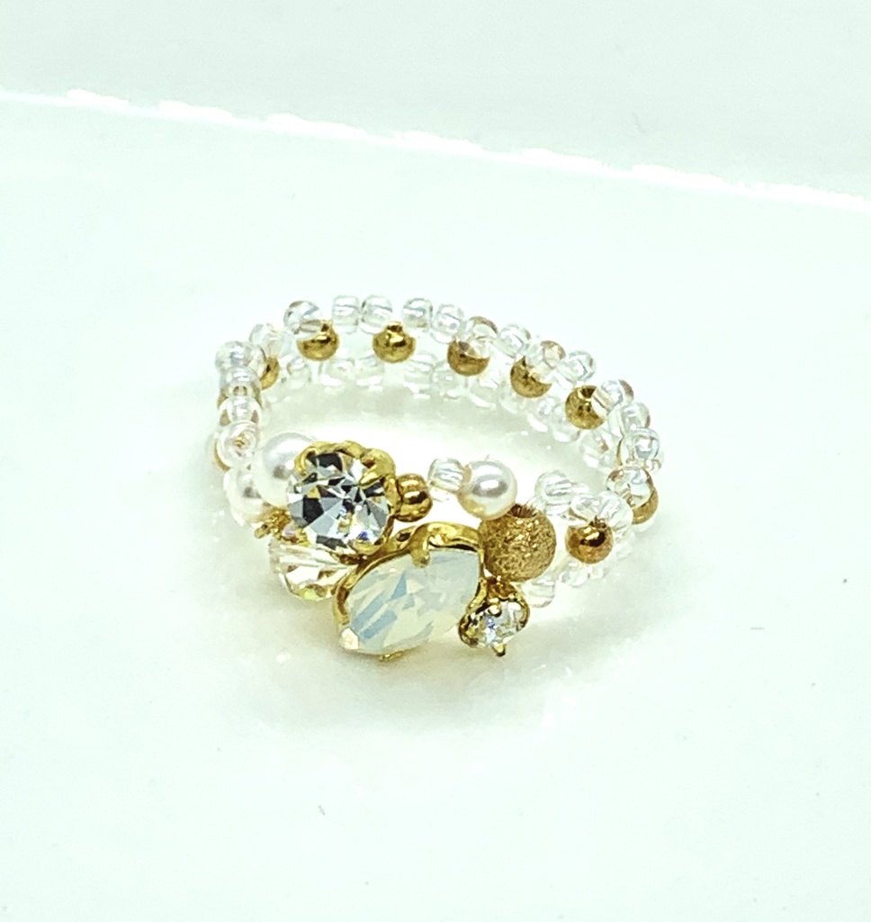 【再販無し】ビジューとパールのプチリング