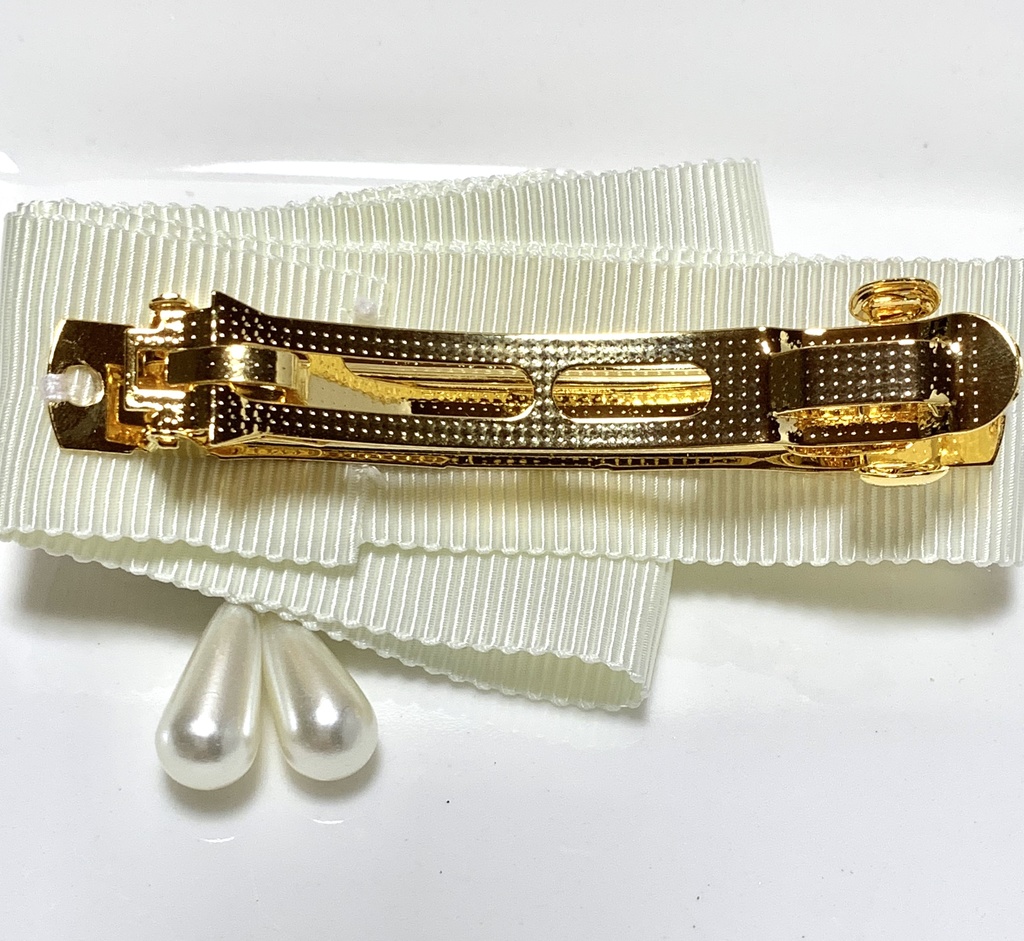 【再販無し】水引とホワイトリボンのバレッタ