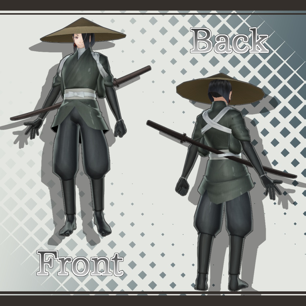 オリジナル和風男性アバター「さんかく」