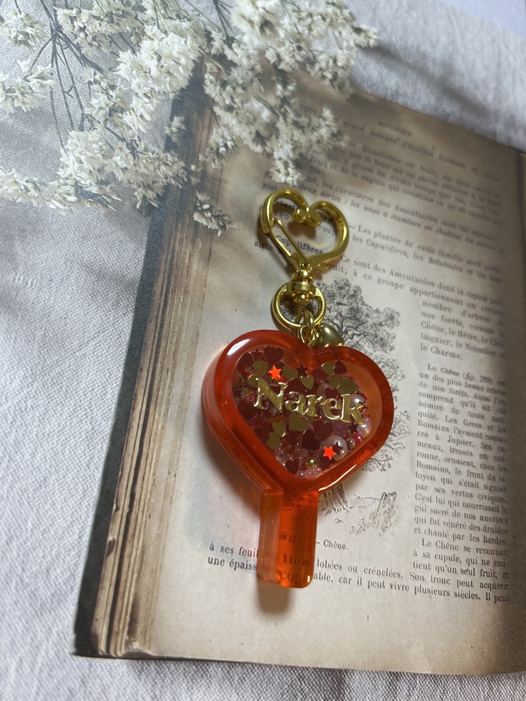 ナレク ハートうちわ型シェイカーキーホルダー