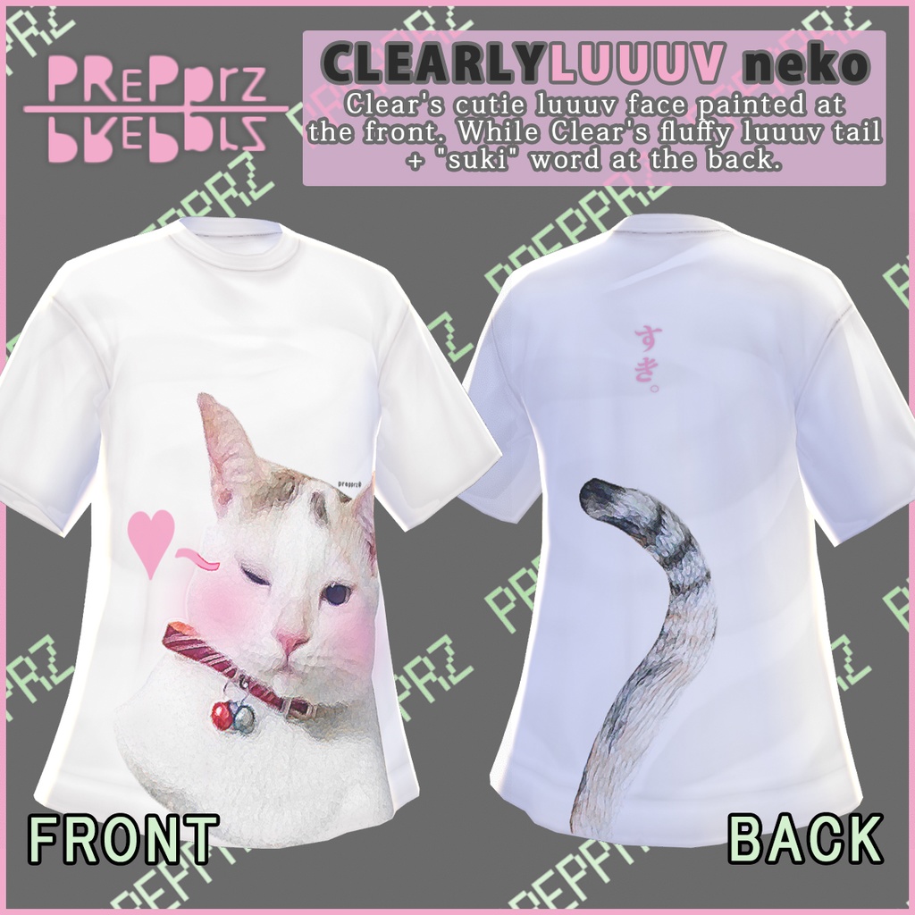【VRoid】CLEARLYLuuuvねこ Tシャツ