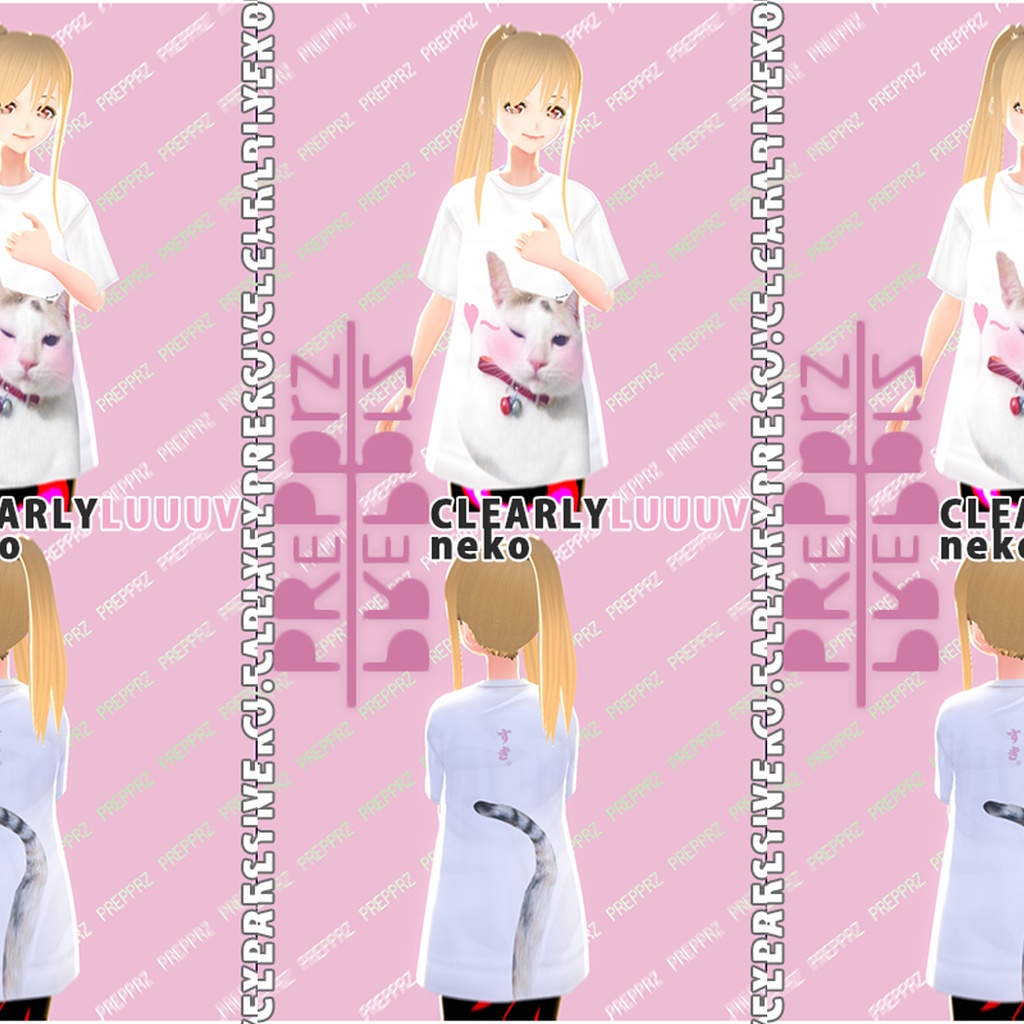 【VRoid】CLEARLYLuuuvねこ Tシャツ