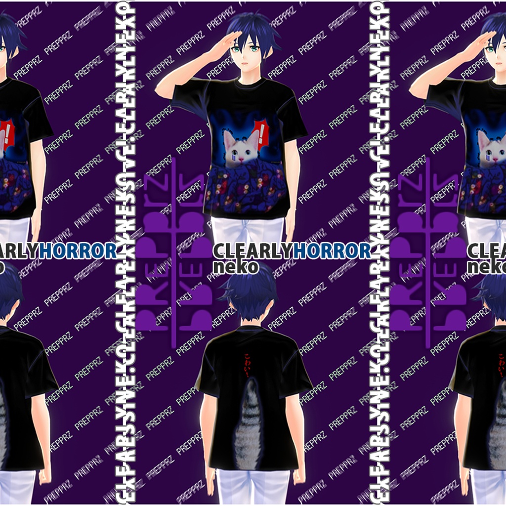 【VRoid】CLEARLYHorrorねこTシャツ